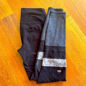 ALO Yoga Black and Grey Color Block Leggings
